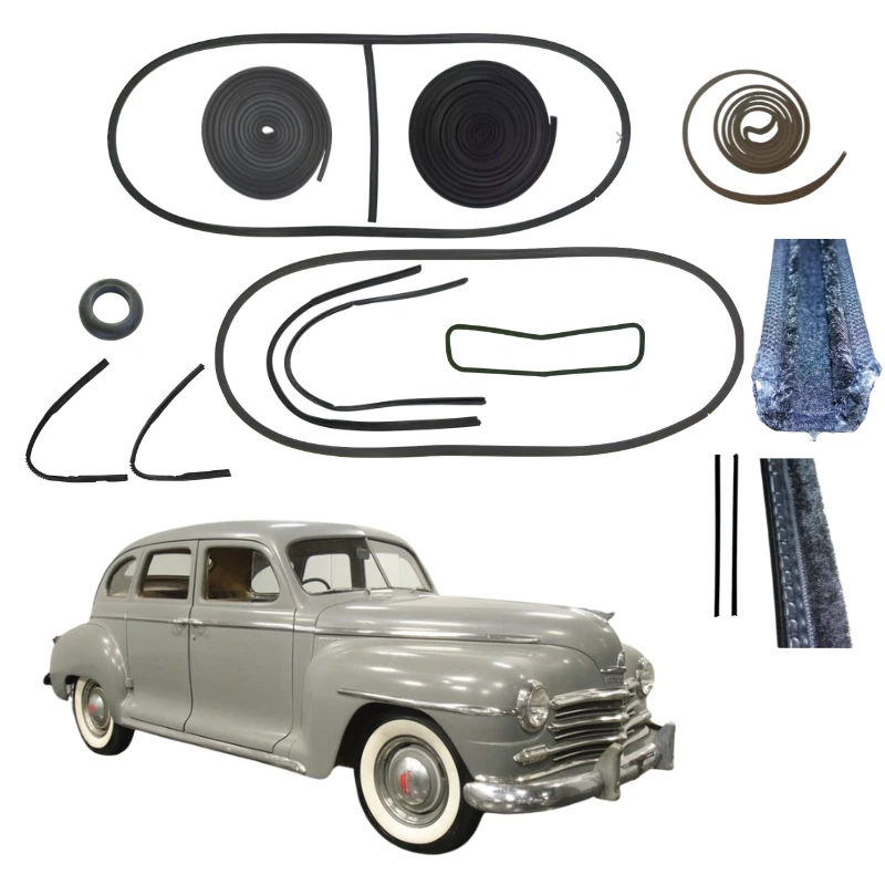 For 1946-1948 Plymouth: 4-Door Sedan Master Weatherstrip Kit- W/O CHROME TRIM - Image 1 of 4