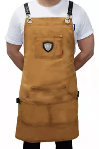 Professional Chef's Kitchen Apron-Brown 'Desert Drifter'-Heavy Duty Waxed Canvas - Picture 1 of 9