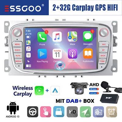 DAB+ Autoradio Carplay Android 13 GPS Kamera MIK Für Ford Focus 2 Mondeo C S Max - Bild 1 von 4