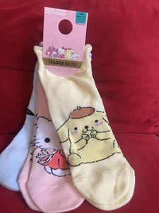 Hello Kitty And Friends Trainer Socks 3 pack Size 4-8 Brand New Women Girls - Picture 1 of 5