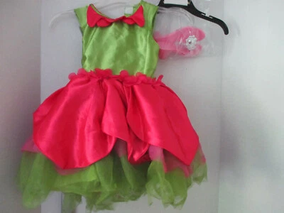Pink Green TULLE FAIRY Tulip Flower DRESS & SHOES Halloween Costume~Girls Small - Image 1 of 3