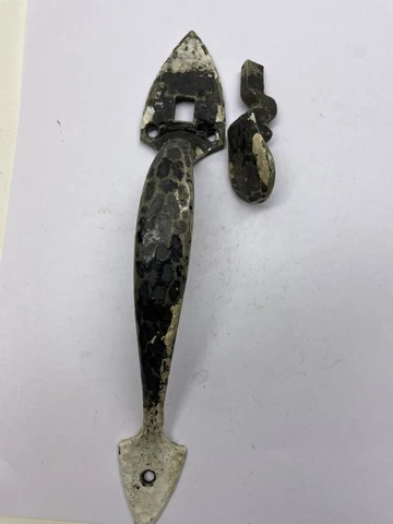 Antique Welch Hammered Brass Door Pull Handle Architectural Salvage Cover