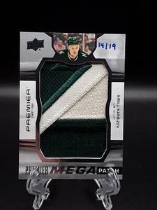 Mega parche logotipo de pecho UD Premier Kirill Kaprizov 2021-22 /19 #'d 14/19 Wild - Imagen 1 de 2