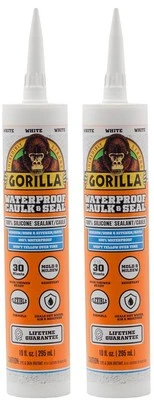 Gorilla White Silicone Caulk 10oz - 2-Pack – Waterproof Sealant for All Use DIY - Image 1 of 4