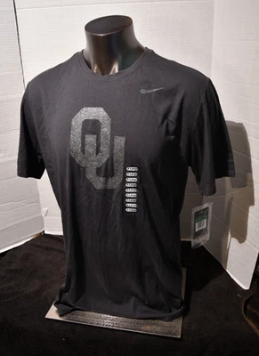 The NIKE TEE Men's OKLAHOMA OU NCAA Gray Glitter  S/S T-SHIRT LG -XL New w Tag - Image 1 of 4