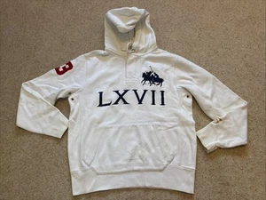 Vintage Polo Ralph Lauren Hoodie Mens Medium White Stampede LXVII Pullover 90s - Picture 1 of 17
