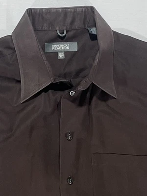 Kenneth Cole Reaction Mens XL Chocolate Brown Long Sleeve Button Down Shirt - Image 1 of 4