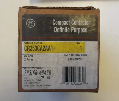 GENERAL ELECTRIC P/N: CR353CA2AA1 DEFINITE PURPOSE CONTACTOR 20A 2POLE 600V AC - Image 1 of 4