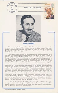 #1355 Walt Disney Hammond card First Day cover Scarce 8.25X5.25 - Picture 1 of 1