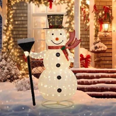 5 FT Lighted Pop-Up Snowman Outdoor Christmas Decoration with 200 LED Lights - Image 1 of 4