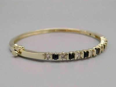 5 Ct Simulierte Blaue Saphir- Und Diamant-Armreif 925 Silber Goldbeschichtet - Bild 1 von 4