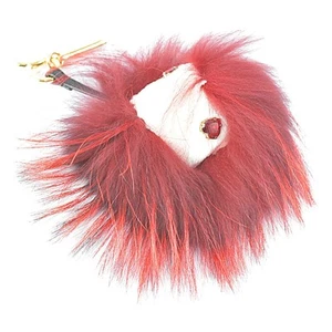 Authentic Fendi Bag Bugs Monster Fur Charm Red Keychain Key Ring Pompom Heart - Picture 1 of 6