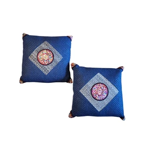Par de Almohadas Cuadradas Yunnan Bordadas Azul Marino Asiático Oriental 15x15 Unisex - Imagen 1 de 7