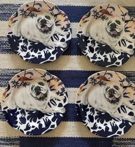 Anthropologie Jay McClellan, "Ramsey In Repose", Blu Rosa Floreale, Piatti per Cani, 4 - Foto 1 di 3