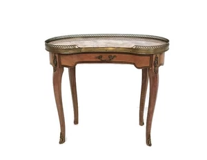 beautiful side table kidney shape marble top brass Hollywood regency style Spain - Picture 1 of 13