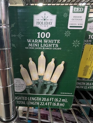 Holiday Time - 100 Warm White Mini LED Lights Green Wire Qty 2 - Image 1 of 4