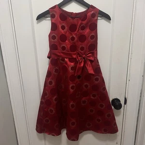Girls Red Satin Party Dress Glitter Sparkle Dots Size 10 Rare Editions Holiday - Picture 1 of 7
