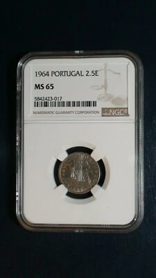 1964 PORTUGAL 2 1/2 ESCUDOS NGC MS65 GEM 2.5E Coin PRICED TO SELL FAST! - Image 1 of 4