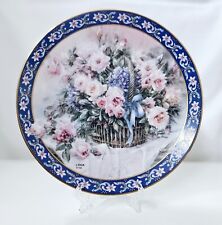 ROSES Lena Liu's Basket Bouquets Plate #1 Pink & Blue Floral W.S. George   🌸