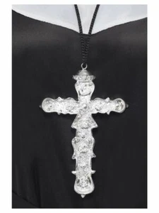 Fancy Dress Ornate Metal Look Cross Pendant Nun Priest Vicar Madonna by Smiffys - Picture 1 of 2