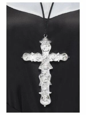 Vestido de fantasía adornado aspecto de metal cruz colgante monja sacerdote vicario Madonna de Smiffys Foto 1 de 2