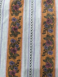 1970s Chambray Denim Floral Stripe 2 Metres Sew Shirt Skirt  - Imagen 1 de 4