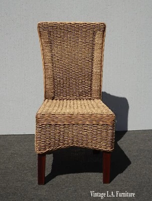 Vintage Rattan French Country Brown Side Chair - Image 1 of 4