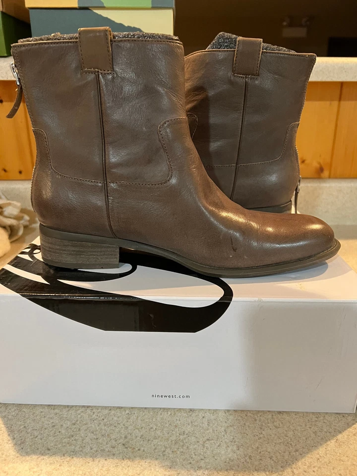Botas de Cuero Nine West Nwjareth Gris Marrón EE. UU. 10 NUEVAS CAJA ORIGINAL Foto 1 de 4