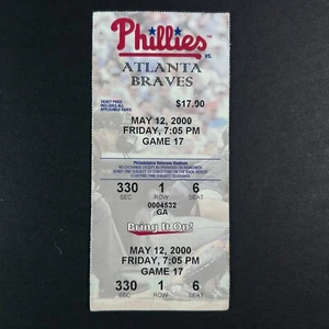 2000 – Philadelphia Phillies vs. Atlanta Braves Ticket Stub – Veterans Stadium - Picture 1 of 2