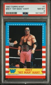 1987 Topps WWF #1 Bret "Hit Man" Hart - PSA 8 - RC ROOKIE - Picture 1 of 1