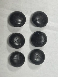 Set 6 Black Leather Braided Buttons Vintage Antique 1.25” Coat Jacket Blazer Lot - Picture 1 of 3