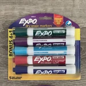 Expo Dry Erase Markers Vibrant Color Mix Chisel Tip 5 Count Low Odor - Picture 1 of 2
