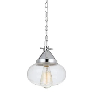 Cal Lighting FX-3624-1P Maywood Modern Chrome Mini Pendant Hanging Light 8" dia - Picture 1 of 3