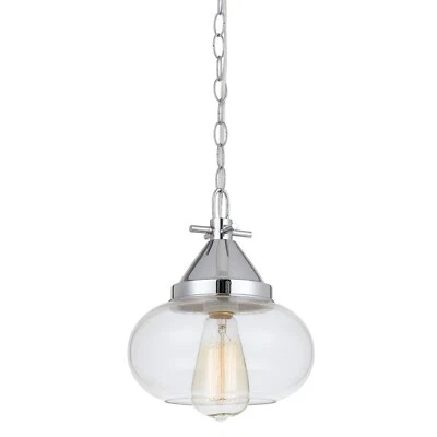 Cal Lighting FX-3624-1P Maywood Moderno Cromo Mini Colgante Luz Colgante 8" de diámetro Foto 1 de 3