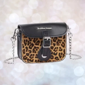 Dr. Martens 5 in. Satchel Bag BLACK × LIGHT TAN 41079001 2025 authentic Leopard - Picture 1 of 10
