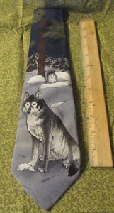 VINTAGE Tie 100% Silk World wildlife Fund 1991 Endangered Species Grey wolf - Picture 1 of 5