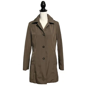 Calvin Klein Trench Coat Size Petite Small PS Detachable Hood Button Down Lined - Picture 1 of 17