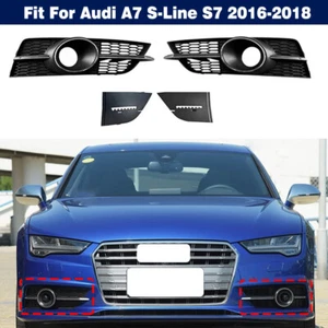 Left+Right Front Fog Light Cover Grille + Base For Audi A7 S-Line S7 2016-2018 - Picture 1 of 13