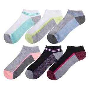 NEW Girl's SO 6 Pack No Show Socks LARGE , Shoe Size 4-10, Multicolor - Picture 1 of 3