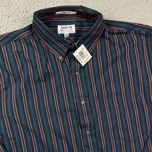 Camisa Flecha Vintage Verde Azul Rayas Verticales Abotonada Años 90 Talla L Nueva de Lote Antiguo - Imagen 1 de 8