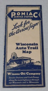 1924 Pomiac Service Station gas station map of Wisconsin Auto Trails - Picture 1 of 4