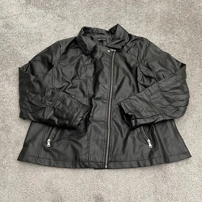 Abrigo chaqueta de cuero sintético New Look para mujer XL negro bolsillo con cremallera completa jinetes al aire libre Foto 1 de 4