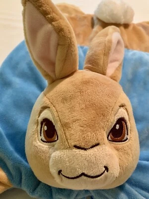 Nickelodeon Peter 兔子拥抱垫蓝色兔子毛绒 Lovey 17 X 26 婴儿毯 — 第 1/4 张图片