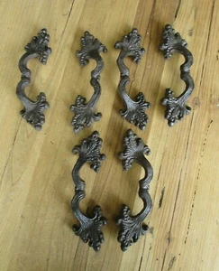 6 Cast Iron Antique Victorian Style Drawer Pull Barn Handle Door Handles Bin  - Picture 1 of 7