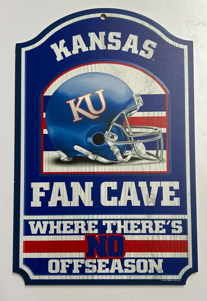 Kansas Jayhawks Sign 11" X 17" Wood Sign- Helmet - Image 1 of 1