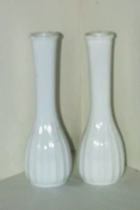 CLG Co Mid Century Scalloped White Milk Glass Bud Vase 9" price each one (liv rm - Picture 1 of 2