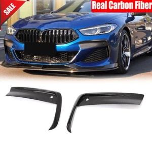 Fit For BMW 8 Series G14 G15 G16 Real Carbon Front Bumper Vent Lip Splitter Fins - Picture 1 of 12