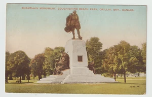 Postal Orillia Ontario Champlain Monument Couchiching Beach Park sin usar - Imagen 1 de 2