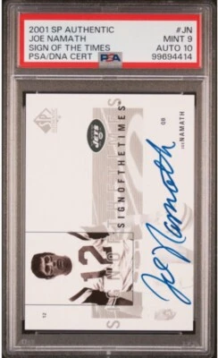 2001 SP Authentic Joe Namath Signed Football Card PSA 9 DNA Certified 10 HOF - Image 1 of 4