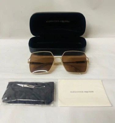 Gafas de sol Alexander McQueen AM0219SA en dorado/marrón, 59-17-140-NUEVO EN ESTUCHE Foto 1 de 4
